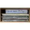 Image 1 : Box of 22 vinyl record albums with some 45’s. Mostly 1970s. Joplin, Poco, Crowell. Ry Coode