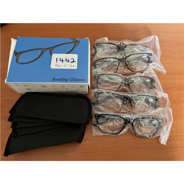 Reading Glasses x 5. +0.50 strength. New with cases. Never used.