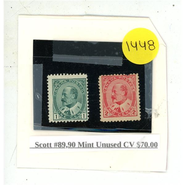 Scott #89,90 Mint Unused CV $70.00.