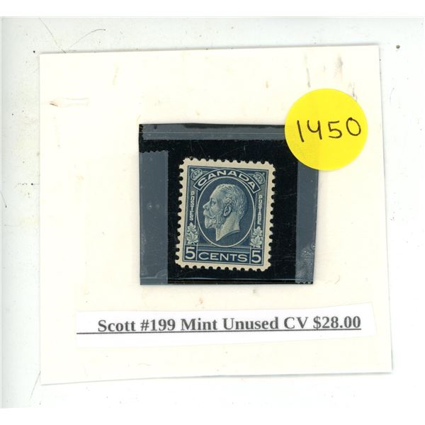 Scott #199 Mint Unused CV $28.00.