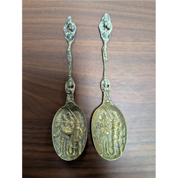 (2) Made in Italy Ornate Spoons (64.59g)/(60.57g) W/ Unique Design
