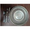 Image 1 : .800 Fork, Spoon, and Knife with silver plated tray