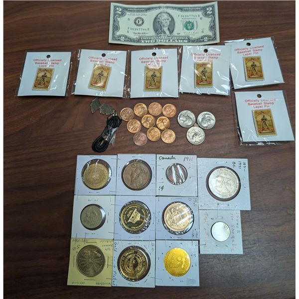 Lot of Foreign Coins and American/Canadian Coins and Etc.