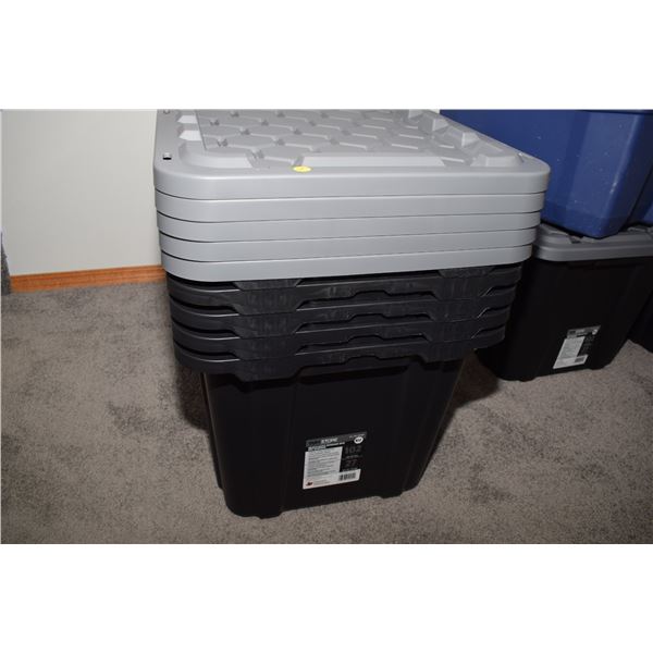 (5) NEW Plastic 102 L Tubs