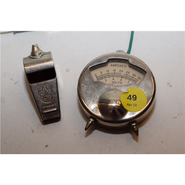 Boy Scout Whistle & Sterling Voltmeter