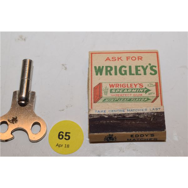 Advertising Matches & Clock Key