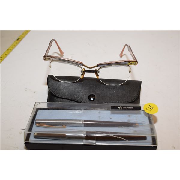 12KT Gold Filled Glasses & Sheaffer Pen Set