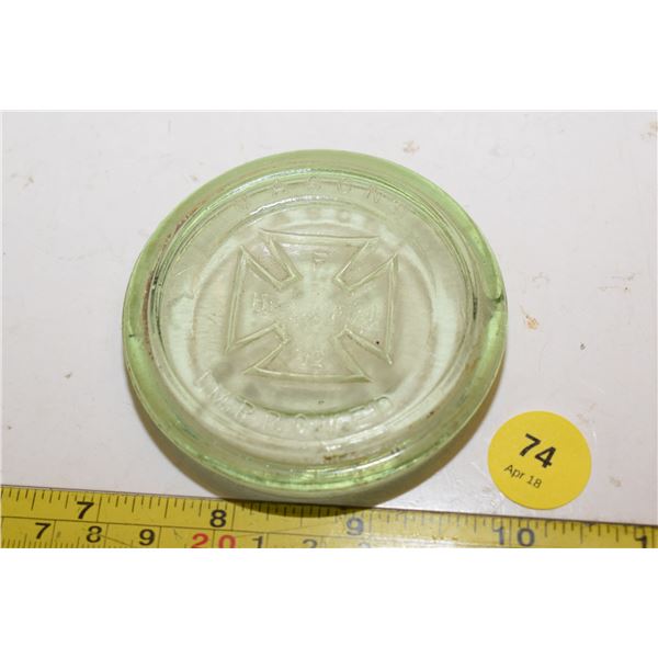 Green “Mason’s Improved” Keystone Jar Lid