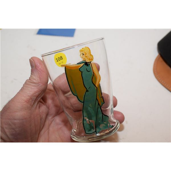 Very Old Risque Painted Label Glass