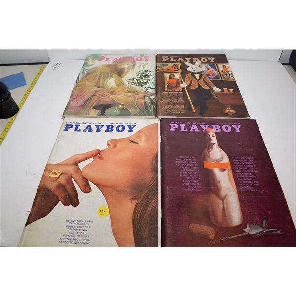 (4) 1972 Playboy Magazines
