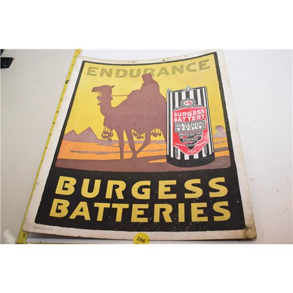 Burgess Battery Cardboard Sign