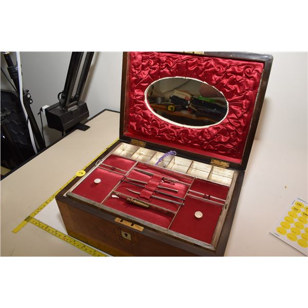 Antique Burled Chest – Possibly Surgical Set (Item Stamped “Allcock Redditch II[x=