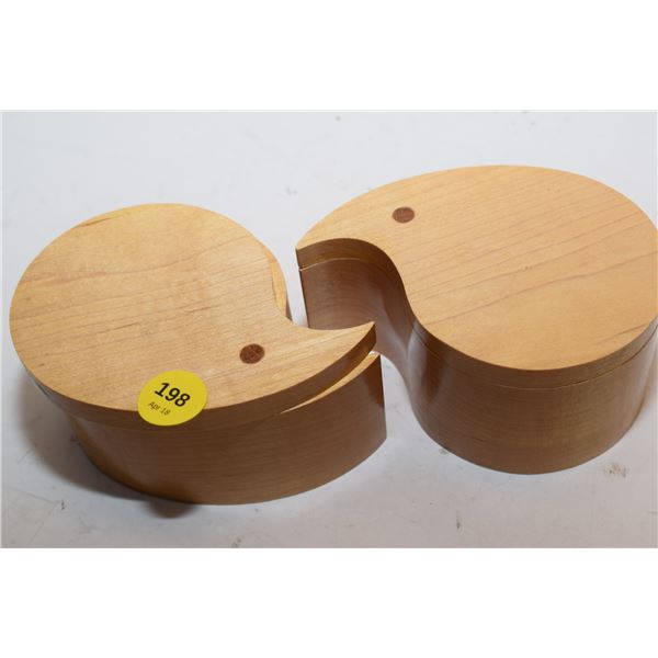 Hand Crafted Wooden Yin Yang Storage Boxes