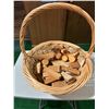 Image 2 : Wooden block toys, pull toys, and wicker basket