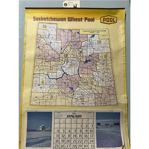 1981 Saskatchewan Wheat Pool calendar (complete) monthly elevator photos