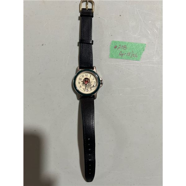 1994 Warner Brothers Tasmanian Devil watch – leather strap, in working condition