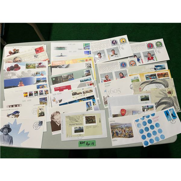 Canada Post Day of Issue envelopes with matching stamps 2004-2005(quantity 30+)
