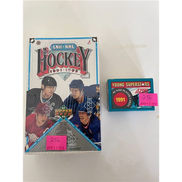 Sealed box of 1991-92 upper deck hockey cards- english edition and unopened box of 1991 young super 