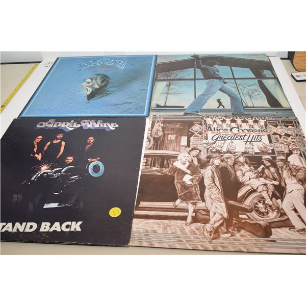 (4) Vintage LP Records – Alice Cooper, Eagles, April Wine, etc.