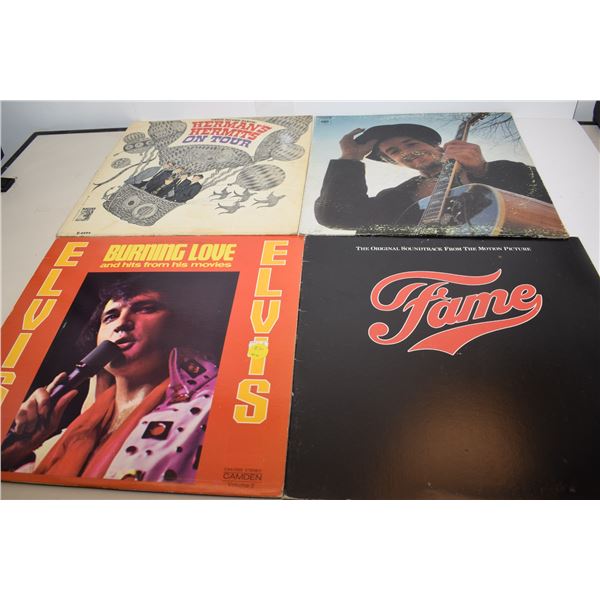 (4) Vintage LP Records – Bob Dylan, Elvis, Fame, etc.