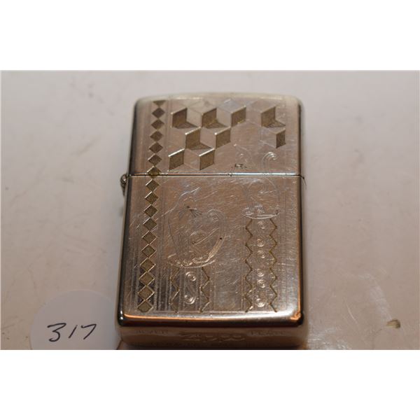 Silver Plated Gold Inlay “Feline” Elegance Zippo Lighter