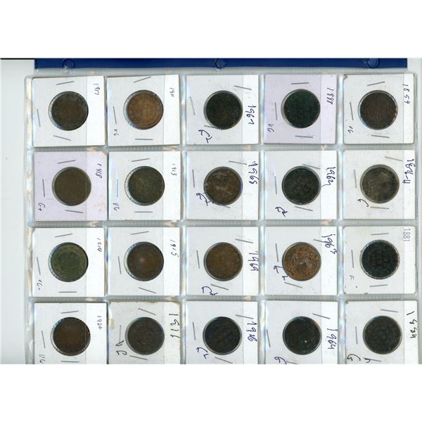 (2) Pages of Antique and Vintage Canadian pennies From Roughly 1859-1920 and 1949-1999