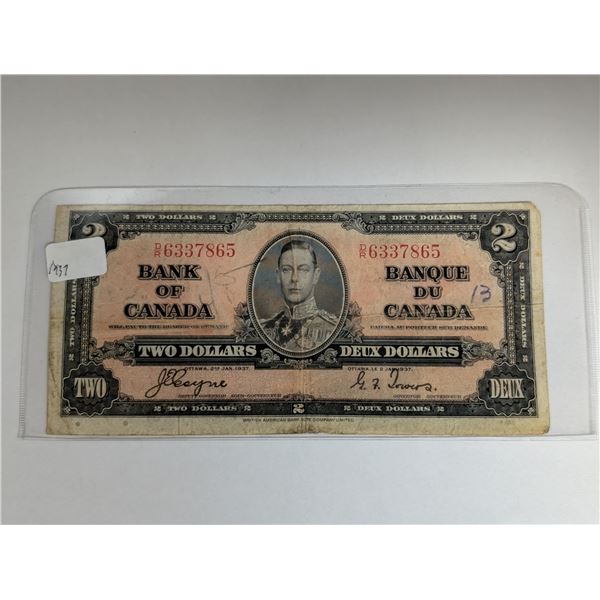 Canadian 1937 2 Dollar Bill 6337865