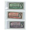 Image 1 : (3) Canadian 1954 Bills (1, 2, and 10 Dollar Bills)