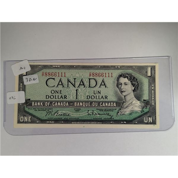 Canadian 1954 1 Dollar Bill M6-4 3DN U/C 8866111