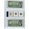 Image 1 : (2) Canadian 1967 1 Dollar Bills w/ 1967 Canadian 25, 10, and 5 Cent Coins (Fish, Bunny, and Bobcat)