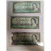 Image 1 : (3) Canadian 1954 1 Dollar Bills 8950034/2005000/0449191