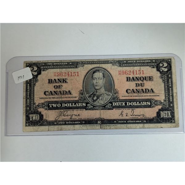 Canadian 1937 2 Dollar Bill 9624151