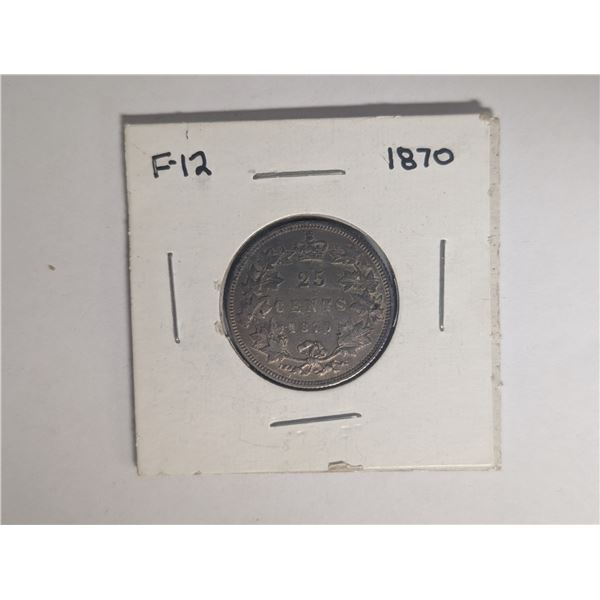 1870 F-12 Canadian 25 Cent Coin