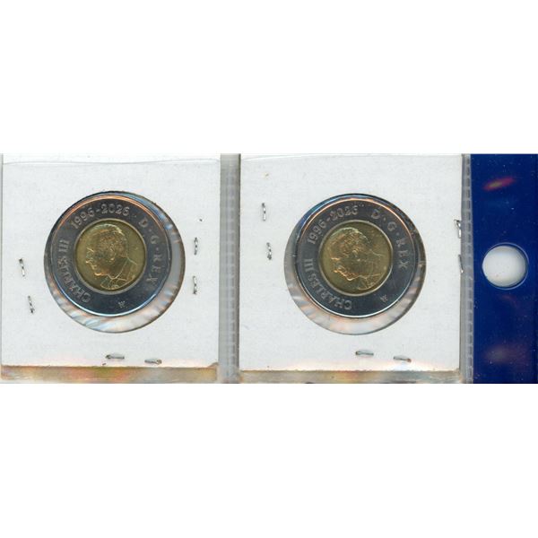 (2) Canadian 2 Dollar Coins 1996-2026