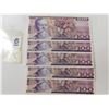 Image 1 : 5-CONNSECUTIVE 100 PESO MEXICAN BILLS UNC