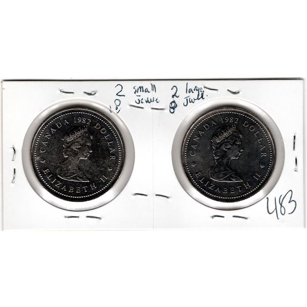 1982 CONSTITUTION DOLLAR LARGE AND SMALL JEWEL VARIETY