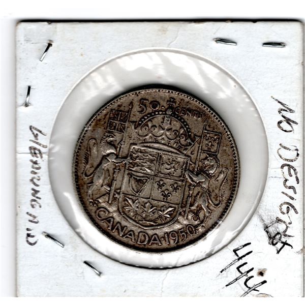 1950 NO DESIGN VARIETY WITH HEARING AID FIFTY CENT