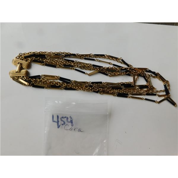 CORO MULTI STRAND GOLD TONE AND BLACK NECKLACE