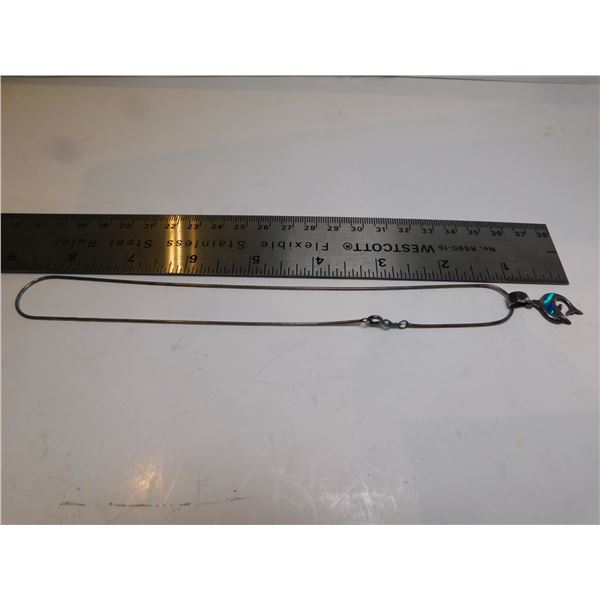 950 SILVER MEXICO FIRE OPAL DOLPHIN PENDANT ON STERLING CHAIN