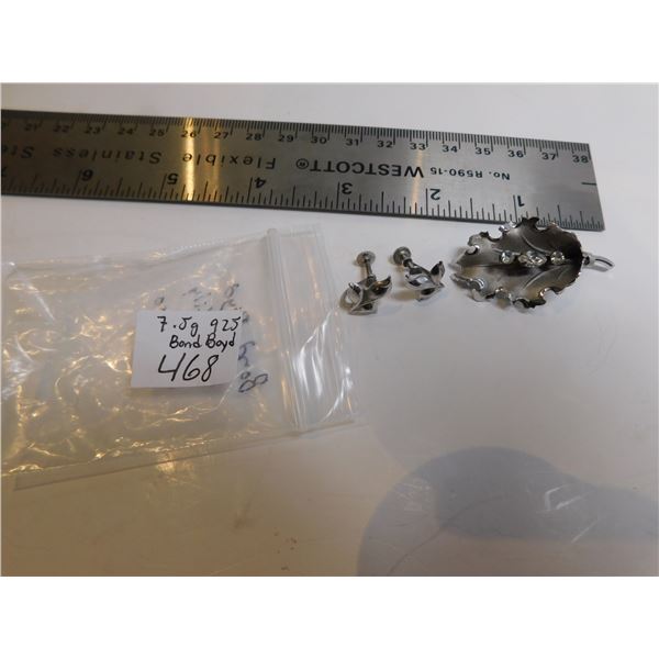 BOND BOYD STERLING BROACH AND EARINGS 7.5g