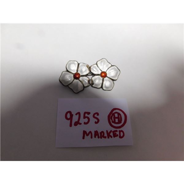 NORWAY DESIGN ENAMEL FLOWER BROACH 925 SILVER
