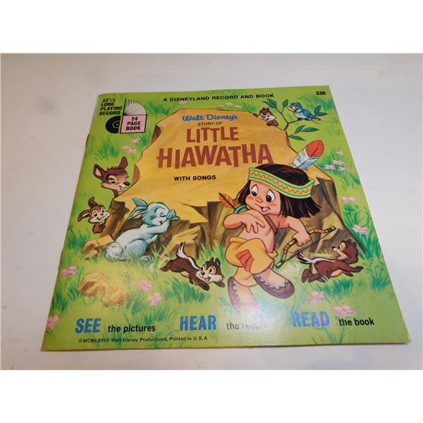 SCARCE WALT DISNEY “LITTLE HIAWATHA” BOOK AND 45 EXCELLENT CONDITION