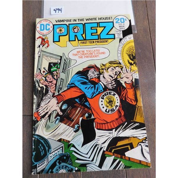 PREZ FIRST TEEN PRESIDENT, DC COMIC, 20 CENTS, 1974