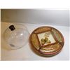Image 2 : LUCITE BUTTERFLY TRAY WITH GRAINS AND COVER CHEESE DISH