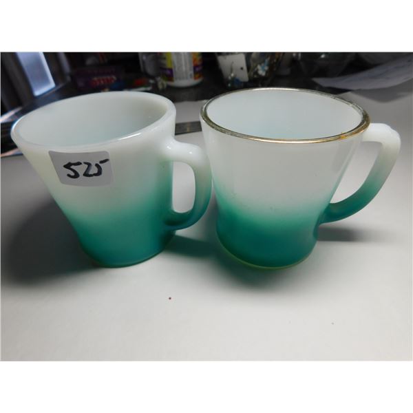 2-RARE FIREKING TURQUOISE FADE D-HANDLE MUGS