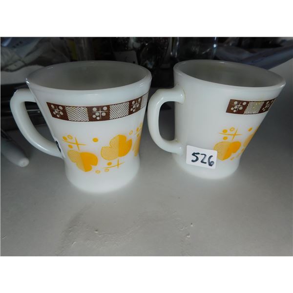 2-FIRE KING SHAMROCK D-HANDLE MUGS