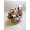 Image 1 : ROYAL ALBERT MUSICAL DOG IN BASKET WITH FLOWERS, WINDUP ON BOTTOM