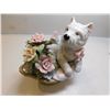 Image 2 : ROYAL ALBERT MUSICAL DOG IN BASKET WITH FLOWERS, WINDUP ON BOTTOM