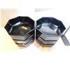 Image 2 : 6-VINTAGE ARCOROC FRANCE OCTINE BLACK OCTAGON CEREAL BOWLS