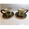 Image 1 : 2-PACIFIC RIM CUP AND SAUCERS BLACK PALM TREE